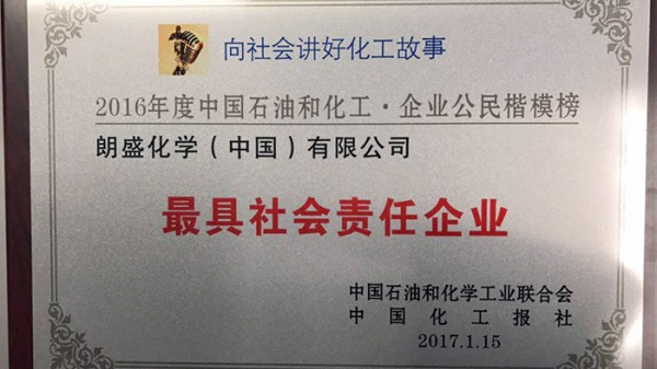 2016 年度中国石油和化工·企业公民楷模榜－最具社会责任企业奖牌